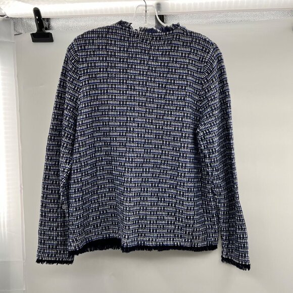 J.Crew Women's Lightweight Knit Blazer Blue/Multi Size Large Frayed - Picture 7 of 9
